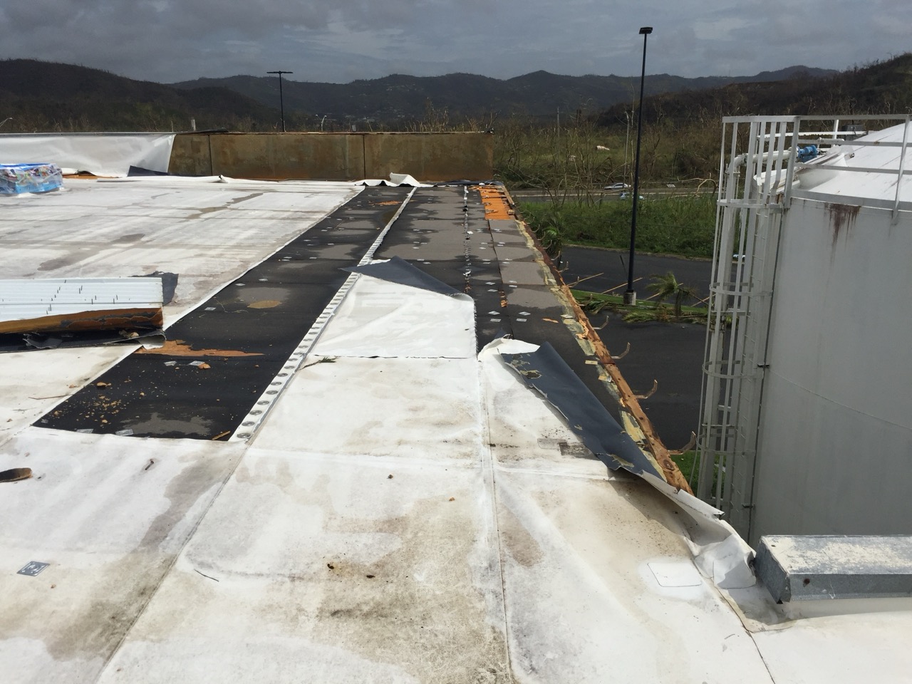 Roof damage after a hurricane.