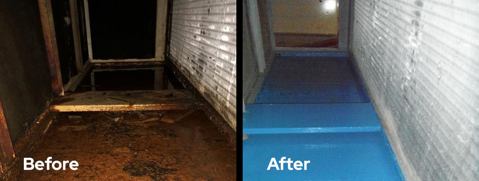 Before and after of obstructed air coils.