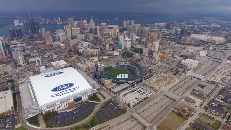 Aerial view of Ford Field