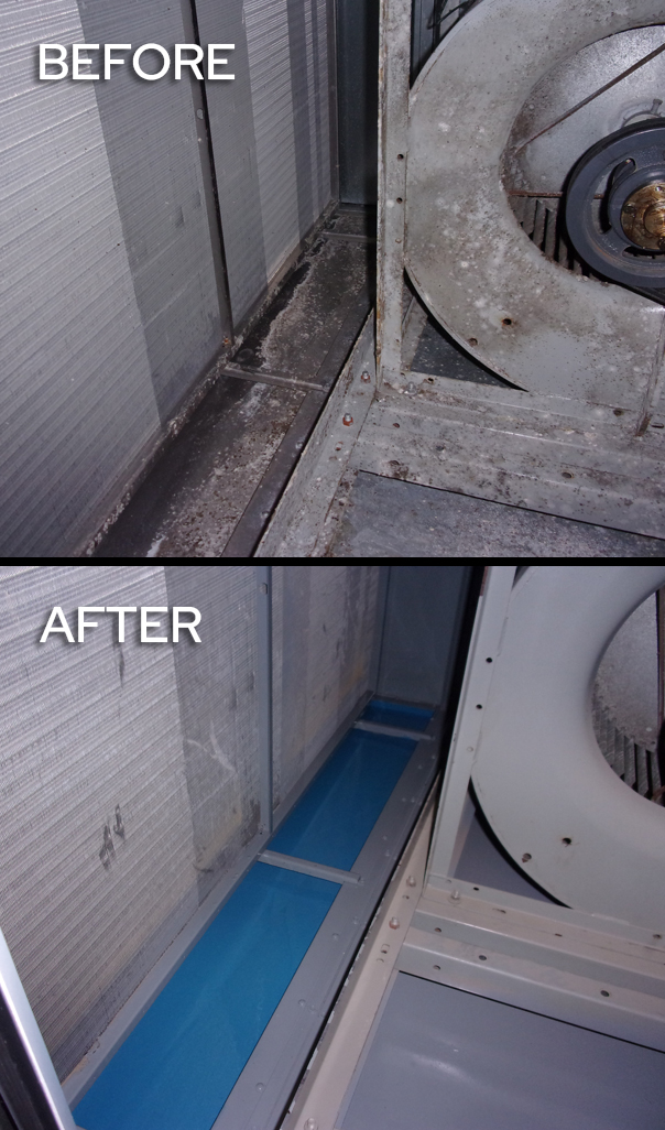 HVAC blowers before and after restoration.